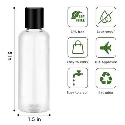 TUZAZO 10 Pack 3.4 oz Travel Bottles TSA Approved for Toiletries - color: Clear