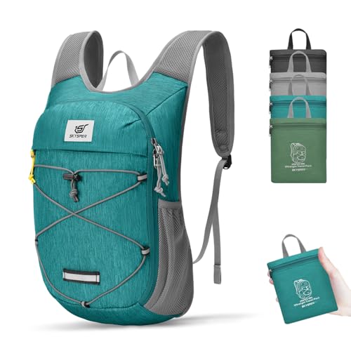 SKYSPER Foldable Hiking Backpack 10L/15L Small Lightweight Travel Daypack - color: Cyan, size: 15 l