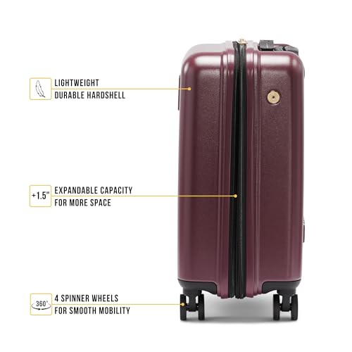 DKNY On the Go 21" Hardshell Lightweight Expandable Carry-On Luggage with Spinner Wheels,Burgundy - color: Burgundy, size: 21" Carry-On Luggage