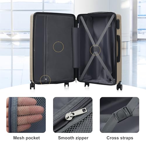 Merax 6 Piece Luggage Set,Hardshell Travel Suitcase Set,khaki - color: khaki, size: 6 Piece(20/24/28/DB/TB)
