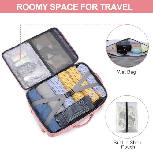 EZUOLA Carry on Travel Backpack for Women, Personal Item Travel Bag - color: Pink, size: Large-25L
