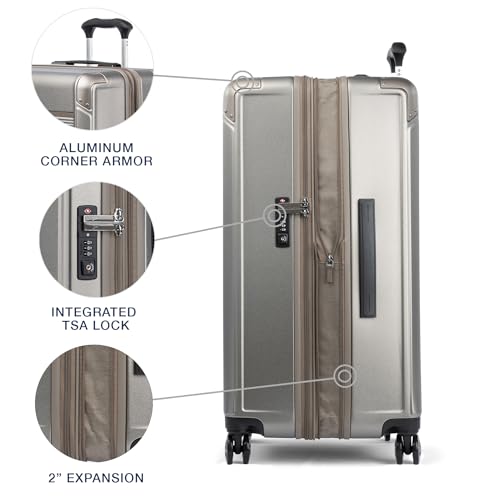 Travelpro Platinum Elite Hardside Luggage 2-Piece Set, Sand, 21 & 25-Inch - color: Metallic Sand, size: 2-Piece Set (21/25)