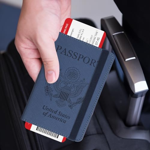 RSAquar Passport Holder for Women and Men, Blue - color: **Blue