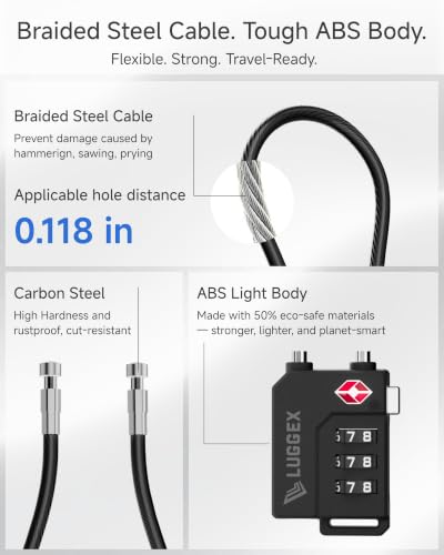 LUGGEX 8 Pack TSA Locks for Luggage, Luggage Locks TSA Approved - size: 8