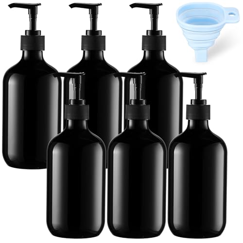Sliner 6 Pcs Shampoo and Conditioner Dispenser Bottles Refillable, Black - color: Black