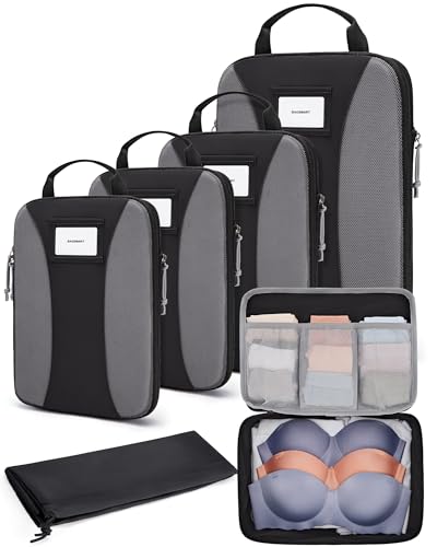 BAGSMART Compression Packing Cubes, Lightweight Travel Essentials - color: Deep Black, size: 6 Set