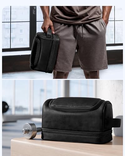 Elviros Hanging Toiletry Bag for Men PU Leather Kit, Extra Large, Black - color: Black, size: Extra Large (Pack of 1)