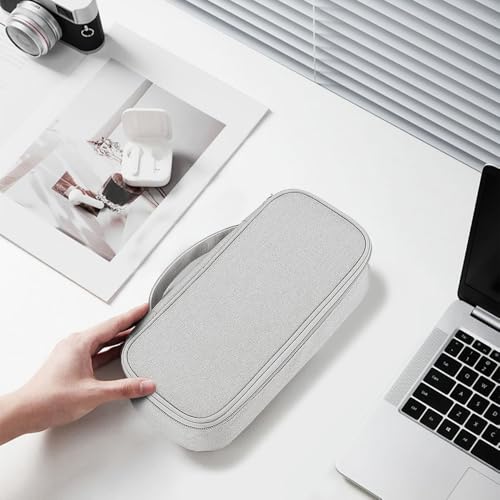 Teskyer Tech Organizer Pouch with Handle, Grey - color: Grey, size: Single Layer