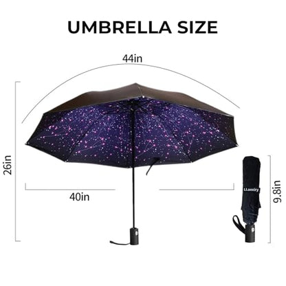 LLanxiry Compact Travel Umbrella, Windproof Automatic Umbrellas for Rain - color: (Star)