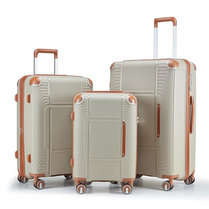 3 Piece Luggage Set with YKK Zippers and TSA Lock - color: Light Khaki, size: 3 Piece Set (20in24in28in)