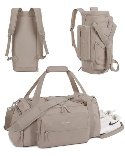 BAGSMART 4-IN-1 Gym Bag for Women Men, TSA Duffle Bag for Travel - color: C-Light tan