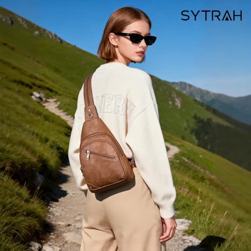SYTRAH Anti Theft Sling Bag for Women, RFID Crossbody Purses Travel - color: Brown