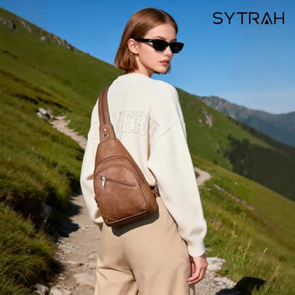 SYTRAH Anti Theft Sling Bag for Women, RFID Crossbody Purses Travel - color: Brown