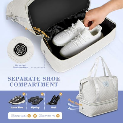 Geestock Travel Duffle Bag - Weekender Overnight Bags for Women, White - color: White