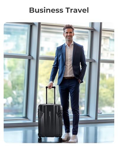 BAGSMART Expandable Carry On Luggage 22x14x9 Airline Approved, Black | Spinner Wheels, TSA Lock, Lightweight Hard Shell, Suitcase,22x14x9 Airline Approved - color: Black, size: Expandable Carry On 20 Inch