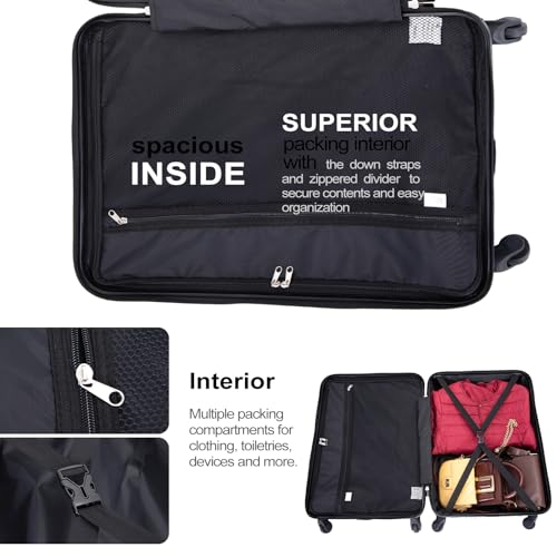 Tripcomp Luggage Sets Wear-Resistance Hardside Lightweight Suitcase Double Spinner Wheels, TSA Lock,Two Hooks, Scratch-resistant Carry-on,3 Piece Set(20inch 24inch 28inch) (Gray) - color: Gray-1, size: 3 piece set