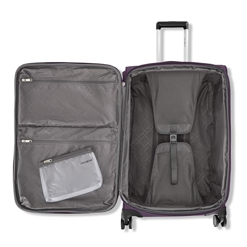 Samsonite Soft-Sided 29-Inch Lightweight Large Checked Expandable Element Suitcase: Durable, 360° Spinner Wheels, Adjustable Telescopic Handle, 2 Front & 1 Side Pocket- Purple - color: Purple, size: 29-Inch Checked-Large
