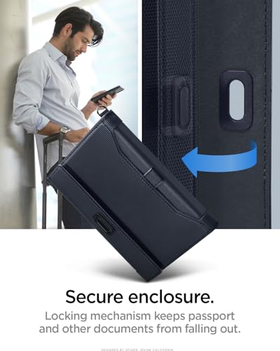 Spigen Life Passport Card Cover Holder, RFID Blocking - color: Navy Blue