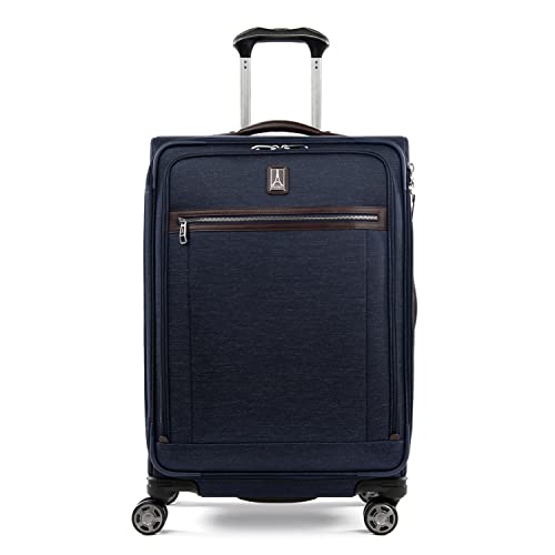 Travelpro Platinum Elite Checked Luggage Spinner, True Navy, 25-Inch - color: True Navy Blue, size: Checked-Medium 25-Inch