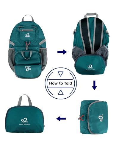 WATERFLY Small Lightweight Packable Backpack: 20l Hiking Daypack Man Woman - color: Green3