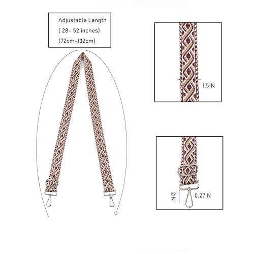 1.5" Wide Purse Strap Adjustable Replacement Gold Hardware Long Crossbody Bag Strap for Thick Shoulder Bags Canvas Handbags Straps - color: Gold Hardware-409