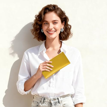 Tipmile Slim Wallet for Women, RFID Blocking Credit Card Holder - color: Mustard Yellow