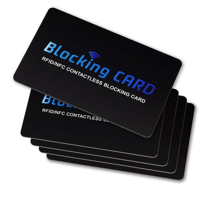 RFID Blocking Card (5 Pack) for Wallets, Slim RFID/NFC Blocker - One Card Protects Entire Wallet & Passport, Contactless Debit/Credit Card Protector, Anti-Theft Protection for Men & Women