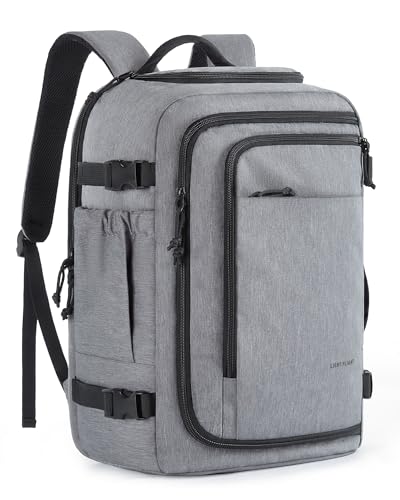 LIGHT FLIGHT Travel Backpack, TSA Friendly Carry on Backpack,Grey | Water-resistant Lightweight Business Large Weekender Bag Casual Daypack 17.3" Laptop Backpack for Men Women - color: Grey