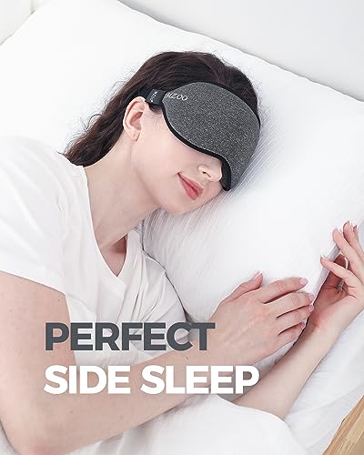 MZOO Luxury Sleep Mask, 3D Spacious for Long Lashes Blocking Light - color: M-gray (Black Edge)