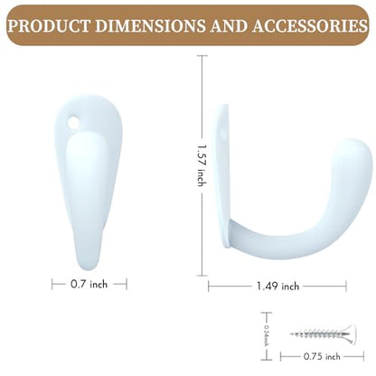 CBWLWJ 32 Pack Coat Hooks Wall Mounted Single Prong Robe Wall Hooks for Hanging Towel Hooks for Living Room, Bathroom, Kitchen, Bedroom for Coat, Bag, Scarf, Towel, Hat, Key, Cup (White) - color: White