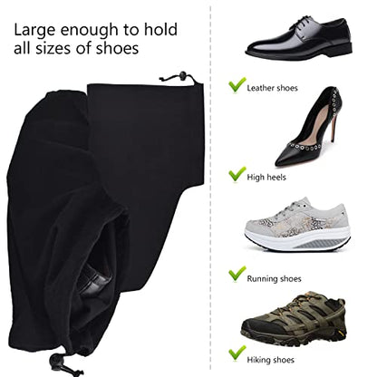 HAMBOLY Shoe Bags 6 Pack Dust Cover Storage Pouch with Drawstring Closure for Travel Protecting Storing Shoes - color: Black