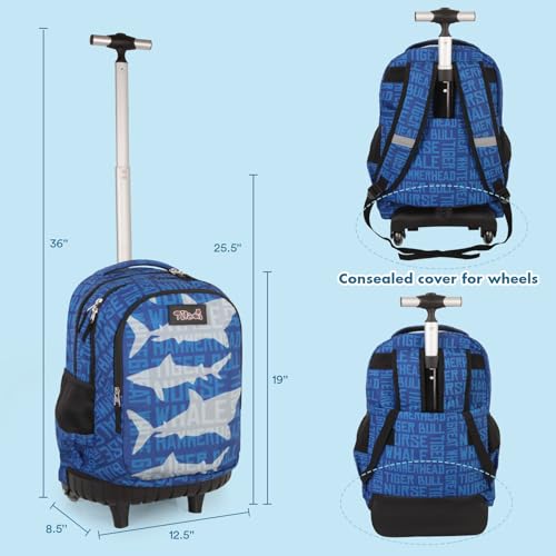 Tilami Rolling Backpack for Boys and Girls,Sharks - color: Sharks