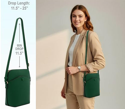 Small Crossbody Bag with Gold Hardware, Mini Shoulder Purse with Adjustable Strap - color: Kelly Green