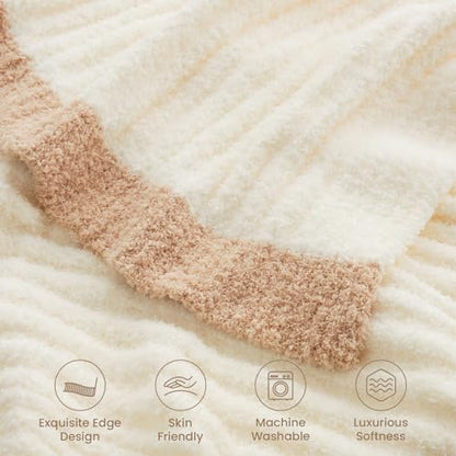 Snuggle Sac Queen Size Blanket for Bed, Soft Luxurious Bedding Blankets, Large Fuzzy Plush Microfiber Blankets, Cream, 90x90 inches - color: Cream, size: Queen(90"x 90")