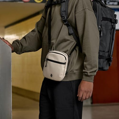 tomtoc Aviator-T37 Travel Crossbody Sling Bag with RFID Blocking, Holds Passports with Anti-theft Lockable Zippers - color: Beige