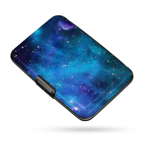 Credit Card Holder Galaxy Sky Aluminum Card Case Wallet | ABS Business ID Case,Hard Case Large Capacity 6 Slots, Waterproof Durable ，Secure Closure Slim Small Credit Card Protector - color: Galaxy Sky