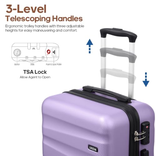 UKEIN Luggage Set with Backpack,Hardshell Carry On Luggage Airline Approved - color: Purple