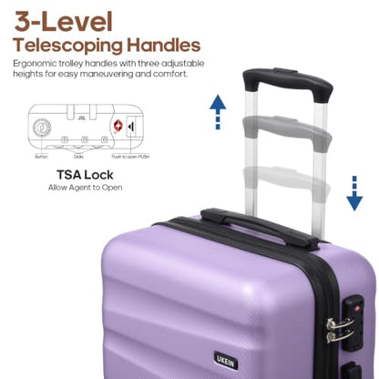UKEIN Luggage Set with Backpack,Hardshell Carry On Luggage Airline Approved - color: Purple