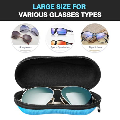 MoKo Semi Hard Shell Sunglasses Case, Unisex Protective Eyeglass Case Glasses Case Holder with Metal Hanging Hook - color: 인디고-에바, size: 1개입