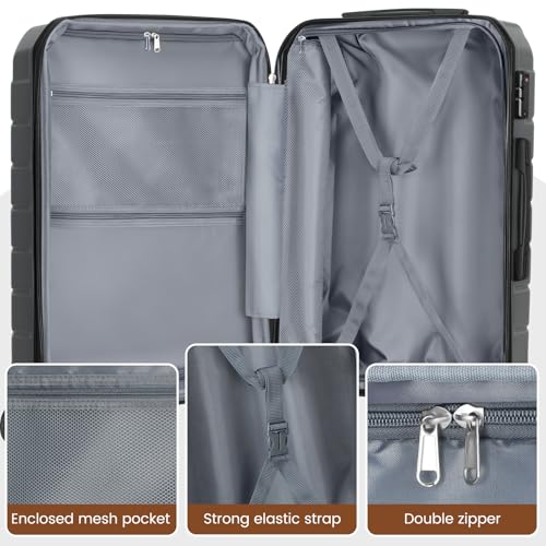 Luggage Sets 3 Piece Lightweight Durable Hardshell Suitcase Black - color: Black
