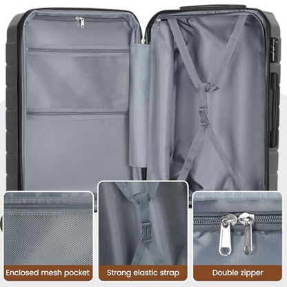Luggage Sets 3 Piece Lightweight Durable Hardshell Suitcase Black - color: Black