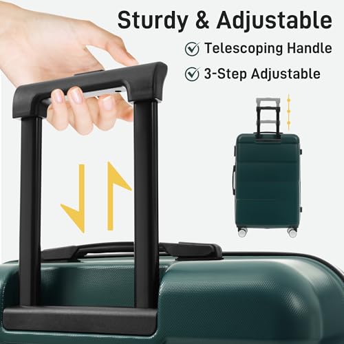 Merax Luggage Sets 3 Piece, Suitcases with Spinner Wheels,Dark Green - color: Dark Green, style: 3 Piece-20+24+28