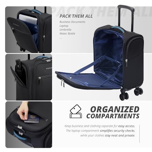 Verage Underseat Carry On Luggage with Wheels,14-Inch,Black - color: Black, size: 14-Inch Compact Underseat