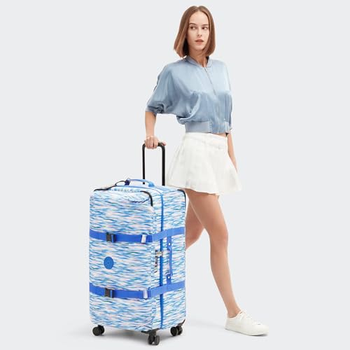 Kipling Women's Spontaneous Large 31-Inch Softside Spinner Wheel Luggage, Integrated TSA Accepted Lock - color: Diluted Blue, size: Large