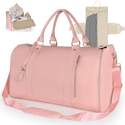 Geestock 2-in-1 Convertible Garment Bags for Travel with Shoe Pouch, Pink - color: Pink