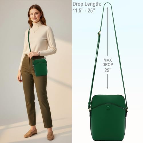 Solene Small Crossbody Bag with Gold Hardware, Mini Shoulder Purse with Adjustable Strap - color: Kelly Green
