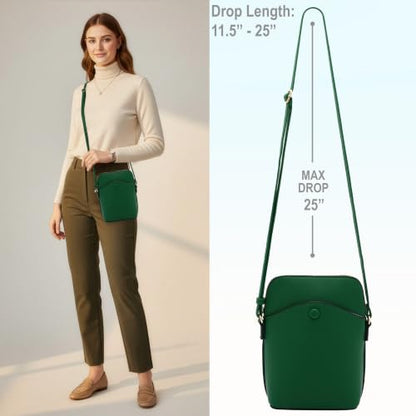 Solene Small Crossbody Bag with Gold Hardware, Mini Shoulder Purse with Adjustable Strap - color: Kelly Green
