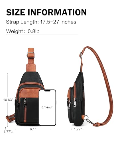 MASINTOR Sling Bag for Women, Crossbody Fanny Pack Sling Backpack, Brown - color: Black Brown