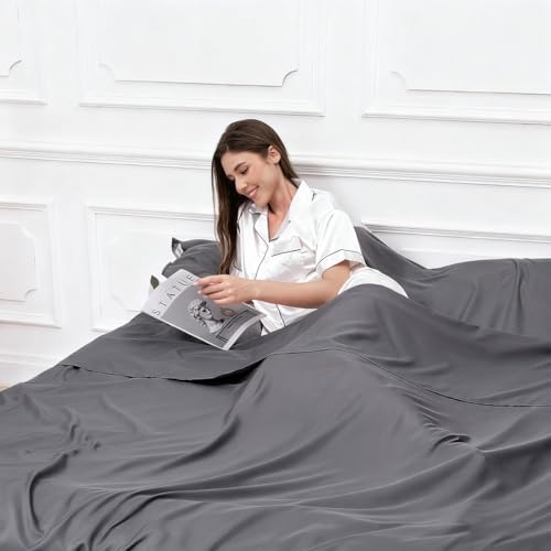 Sleeping Bag Liner, Compact Travel Sheets for Hotel Hostel - color: Silver Gray, size: 82.7" X 70.9"