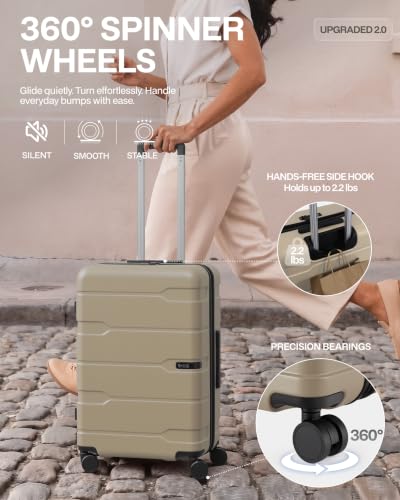 Coolife Large Checked Luggage Hardside Suitcase with Spinner Wheels, 28in - color: Dusk Elephant Grey2.0, size: Large Checked(28in)